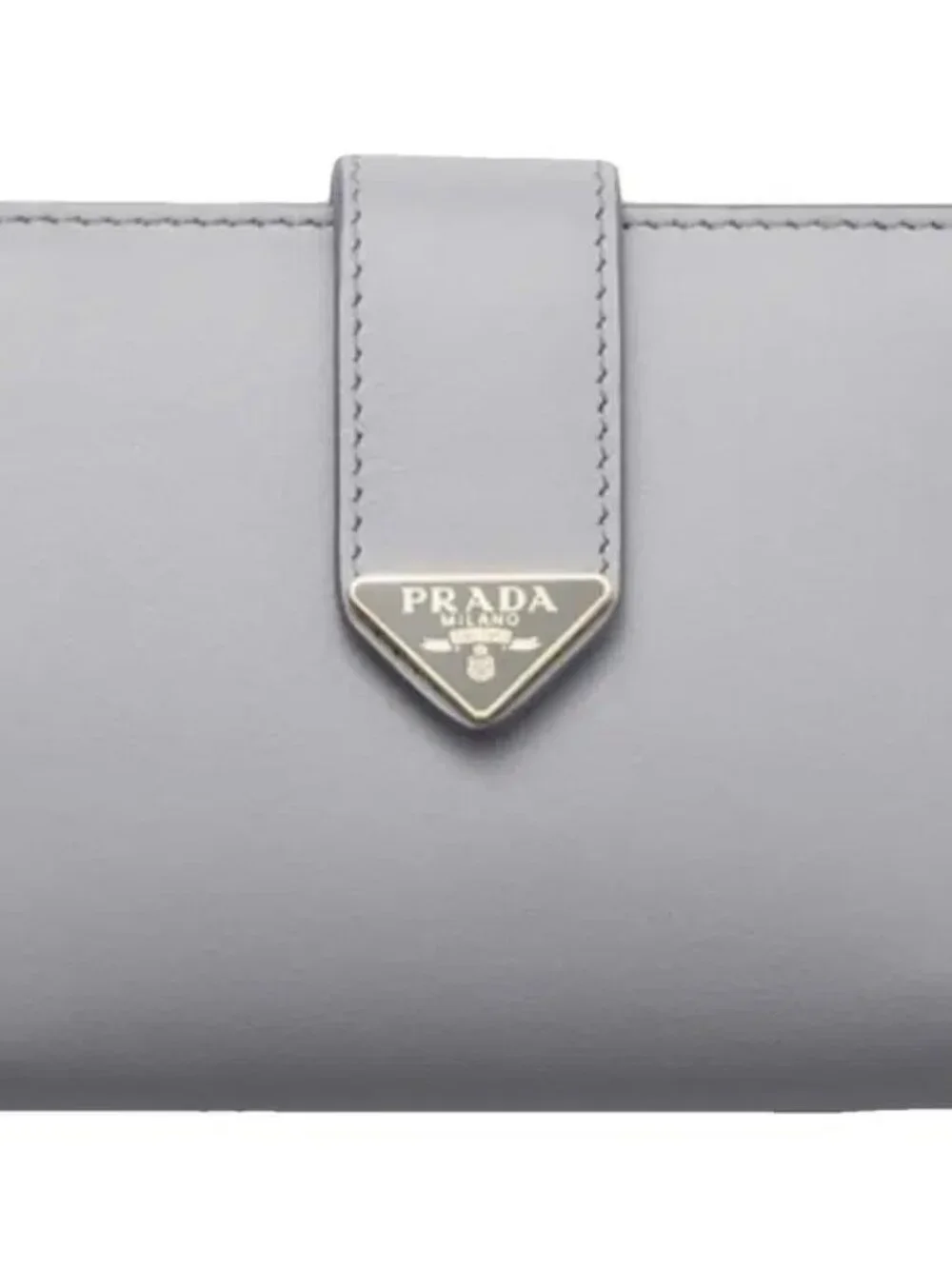$795 PRADA City Calf Tab Bifold Wallet Leather Light Gray BNIB
